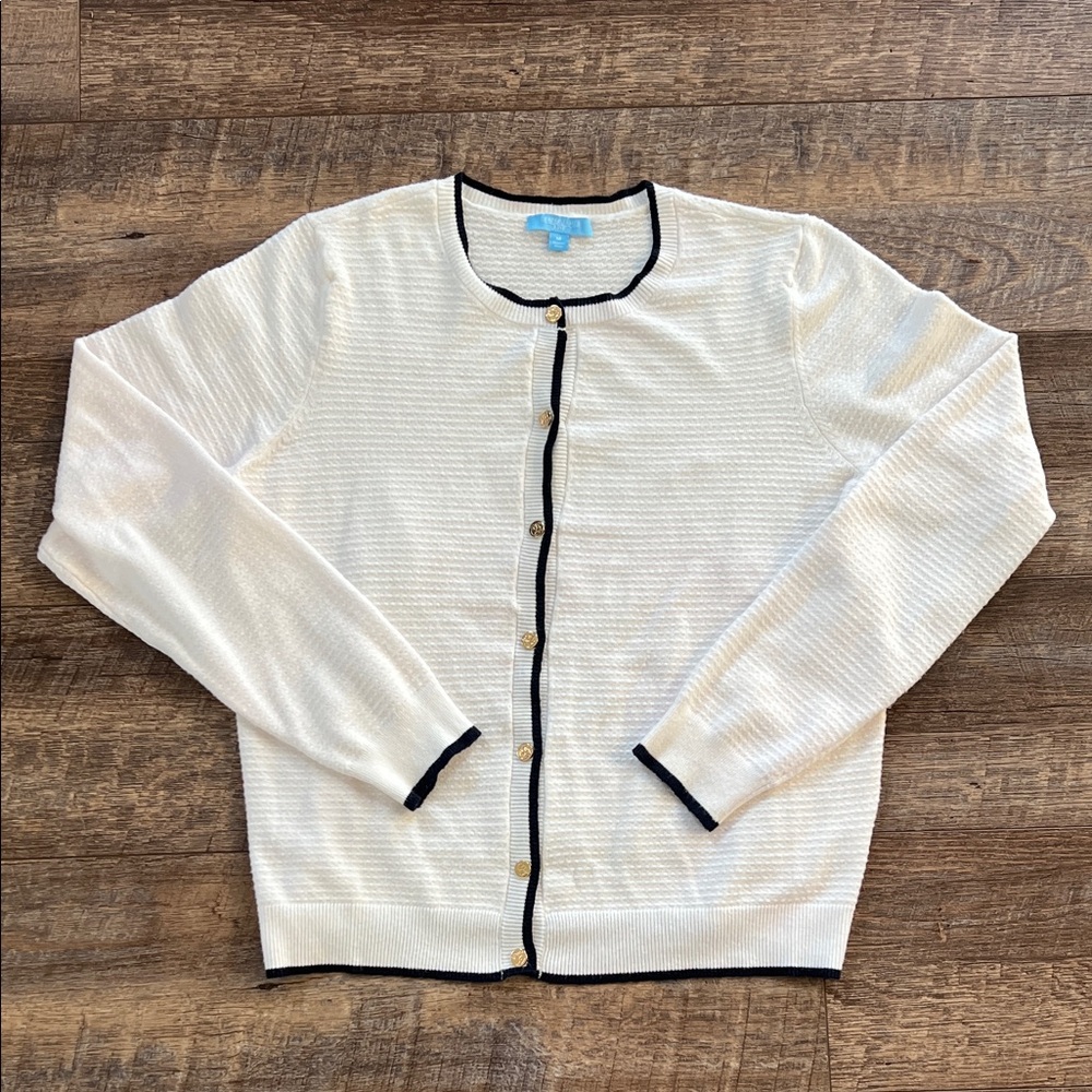 Draper James Ivory Cardigan with Black Accents - Picture 2 of 7